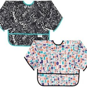 Bumkins Sleeved Bib Baby Bib, Toddler Bib, Smock, Waterproof Fabric, Fits Ages 6-24 Months