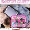 Cunno 6 Pcs Pink Preppy Clear Makeup Bags for Women, Preppy Cosmetic Bags with Zipper Pink Smile Lip Leopard Lightning Transparent PVC Waterproof Travel Toiletry Organizer for Girls - Image 4