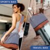 Inspack Duffle Bag with Shoe Compartment and Toiletry Bag for Women/Men, 45L Gym Sports Bags with Trolley Sleeve, 22x14x9 Weekender/Carry on/Travel Tote/Duffel/Overnight Bags（Blue-White Stripe） - Image 6