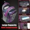 ProEtrade Backpack Bookbag for College Sturdy Travel Business Hiking Fit Laptop Up to 15.6 Inch Multi Compartment Gifts for Men Women Night Light Reflective (Purple A) - Image 2