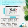 Chunful 12 Pcs Beach Makeup Bag Summer Beach Themes Cosmetic Bag Bulk Portable Essentials Kit Survival Kit Bag Flamingo Palm Leaves Cosmetic Pouch with Zipper for Women Travel Accessories (Beach) - Image 2