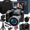 64MP 4K Digital Camera for Photography, Vlogging Cameras for YouTube with 3” Flip Screen,16X Digital Zoom, WiFi& Autofocus,Cameras Strap&Tripod,2 Batteries, 32GB TF Card(S200，Black