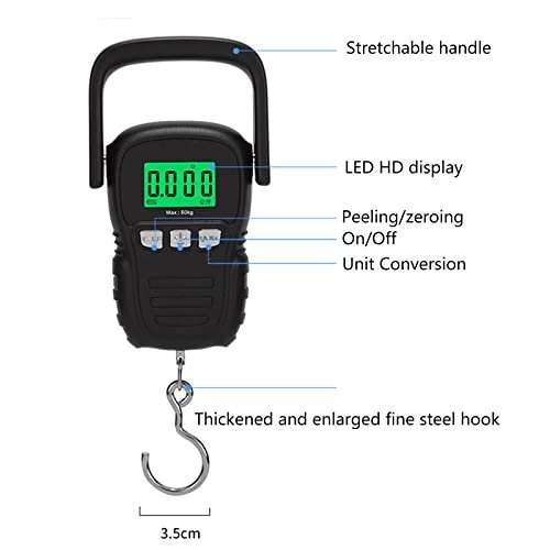 Hand Held Digital Electronic Fishing Weights Scale 0.02kg-50kg Portable LCD Display Digital Luggage Scale with Backlight Digital Scale Grams Kitchen for Body-Weight with App- Rechargeable Ounces with - Image 3