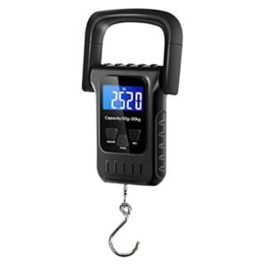 GMOIUJ Digital Hanging Luggage Scale 110lb/50kg Outdoor Portable Handheld High Precision Electronic Scale with LCD Display Ruller Tape