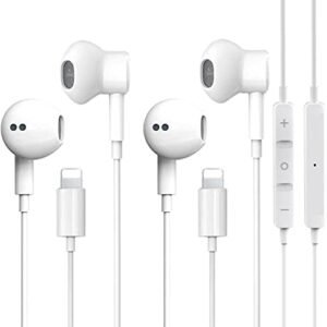 2 Packs-for iPhone Headphones Wired Earbuds Earphones Nosie Reduction Built-in Microphone & Volume Control Headsets Compatible with iPhone 14/13/12/11/XR/XS/X/8/7/SE/Pro/Pro Max