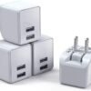 JDB USB Wall Charger 5V/2.4A Dual Port Foldable Charger Plug 12W Portable Universal USB Charging Cradle for iPhone, iPad, Samsung and Others (4 Pack)
