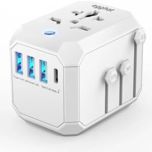 Universal Travel Plug Adapter All in One Travel Charger Adapter Slide Converter Outlet for US to EU UK AU Asia with 3 USB A 1 USB A Ports