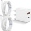for iPhone 15 USB C Fast Charger,20W Dual Port USB Fast Cell Phone Wall Charger, USBC Charger Block Brick for iPhone 15/15 Pro/15 Pro Max/iPad Pro/AirPods&More(6 ft/10ft USBC Cable Included)