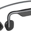 SHOKZ OpenMove - Open-Ear Bluetooth Sport Headphones - Bone Conduction Wireless Earphones - Sweatproof for Running and Workouts, with Sticker Pack (Grey)