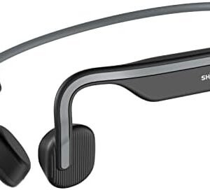 SHOKZ OpenMove - Open-Ear Bluetooth Sport Headphones - Bone Conduction Wireless Earphones - Sweatproof for Running and Workouts, with Sticker Pack (Grey)