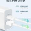 20W European USB C Travel Plug Adapter with 6FT Cable for iPhone 15/15 Pro Max /15 Plus, iPad, Galaxy S24, International USB C Fast Charger Block for Europe EU Spain Italy France Travel Essentials - Image 2