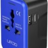 Universal Travel Adapter with (Type C+USB) 2 USB Ports & AC Outlet, International Plug Adapter Converter, Type C/A/G/I All in One Wall Charger Worldwide Travel Adaptor for US to EU UK AUS Asia