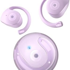 Wireless Earbuds Bluetooth Headphones Bass Stereo Open Ear Earbuds Wireless Bluetooth IPX7 Waterproof Air Conduction Ear Buds with ENC Mic Bluetooth 5.3 Headsets for iPhone Android Purple