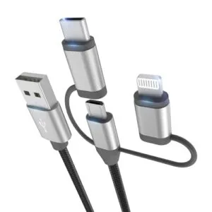 [Apple MFi Certified 3 in 1 Charging Cord Adapter with Lightning/Type-C/Micro USB Port Connectors for iPhone 15/14,iPad,Huawei, HTC,LG,Samsung Galaxy,Sony Xperia and More (1 Pack,3.4ft)