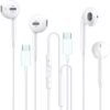 2 Pack USB C Headphones for iPhone 15,Type C in-Ear Earphones Earbuds with Microphone & Remote Noise Cancelling Control for iPhone 15 Pro Max, iPad, Most USB C Jack Devices