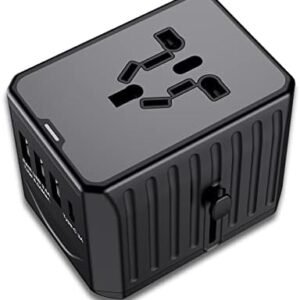 Criacr Universal Travel Adapter, One International Wall Charger AC Plug Adaptor with 3 USB Ports and Type-C for USA EU UK AUS