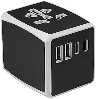 Universal Travel Adapter, International Travel Plug with 4X USB Ports,Travel Worldwide Wall Charger for US/UK/EU/AU,All in One Plug Converter for 150+ Countries (Type C/G/A/I)