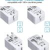Travel Adapter, Worldwide All in One Universal Travel Adaptor Wall AC Power Plug Adapter Wall Charger with Dual USB Charging Ports for USA EU UK AUS Cell Phone Laptop - Image 3