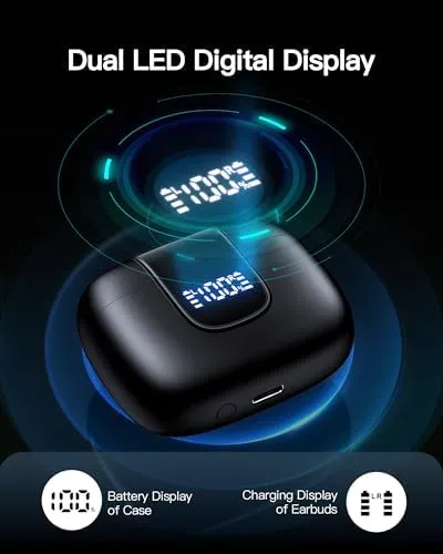 Wireless Earbuds Bluetooth 5.3 Headphones 78Hrs Playtime In-ear Earbuds with Wireless Charging Case LED Power Display Deep Bass Earphones Waterproof Headset with Built-in Mic for Android iOS phone TV - Image 7