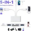 SD Card Reader for iPhone 5-in-1 Universal Memory Card USB Reader USB-C Lightning to Camera SD/TF Card Reader Compatible with iPhone Samsung Huawei All Cellphone Laptop Computer (Plug and Play) - Image 7