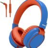 Headphone Kids Volume Limited 85/110dB Wired Over-Ear/On-Earr Foldable Headset with Inline Cable AUX 3.5mm Cord Mic for Boy Girl Child PC Notebook Tablet Blue