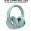 AUSDOM Wireless Noise Cancelling Headphones Bluetooth, E7 Over-Ear ANC Headphones with Microphone, 50Hrs Playtime, Hi-Fi Stereo Sound, USB C Charge, Comfortable Earpads for Travel Work, Mint Green - Image 5