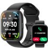 Smart Watch Bluetooth Call - Alexa Built-in 1.83" HD Screen Fitness Smartwatch for Men Women with Sleep/spO2/Heart Rate Monitor,IP68 Waterproof IDW26 Smart Watches for Android iOS,Black