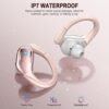 Wireless Bluetooth Earbud Sport, Bluetooth 5.3 Headphones with Noise Cancelling Mic, 75H HiFi Stereo Over Ear Earbud with LED Display and USB-C, IP7 Waterproof Earphones, Button Control, Rose Gold - Image 5
