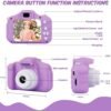 48 MP Kids Camera Girls Boys 3-12 Years Old,1080P HD Digital Video Camera for Kids with 32GB Card, Toddler Camera with Cartoon Silicone Cover, Christmas Birthday Gifts for Kids -Purple - Image 6