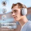 Wireless Headphones Over-Ear Bluetooth Adjustable Headphones 42 Hours of Listening Time Volume Control, Fitting in Gaming/Running/Sports Headphones for iPhone/Android/Samsung - Silver - Image 5