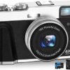 NEZINI 4K Digital Camera,Auto Focus 48MP Vlogging Camera for YouTube and Anti-Shake Video Camera with Viewfinder Flash & Dial,16X Zoom Travel Portable Digital Camera with 32GB Card,2 Batteries (Black)