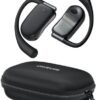 Ear Buds Wireless Earbuds 80Hrs Playtime Open Ear Bluetooth Headphones with Earhook Over Ear Electroplated Earphones with Zipper & Lanyard Case Design Stereo Sound with 16.2mm Drivers for Sport Black