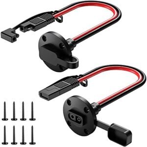 SAE Connector Power Socket Sidewall Port, 16AWG Cable Weatherproof Cable Quick Connect Panel Mount Universal Flush Mount Adapter for Solar Generator Battery Charger (2 Pack)