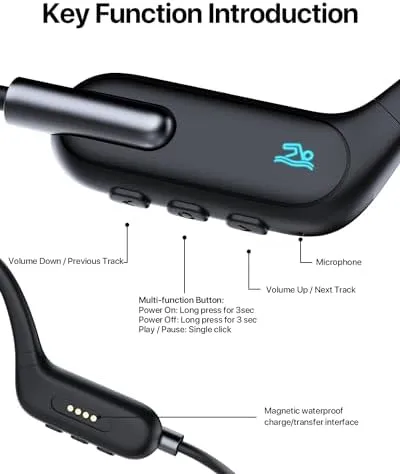 Waterproof MP3 Player Underwater Swimming Headphones IPX8 Waterproof MP3 Player for Swimming, Wireless Bluetooth 5.3 Open-Ear Bone Conduction Headphones for Running, Cycling - Image 6