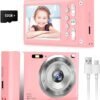 Digital Camera, FHD 1080P Kids Camera with 32GB Card, Digital Point and Shoot Cameras with 16X Zoom Anti Shake, 48MP 2.8 Inch LCD Screen, Gift for Girls Kids