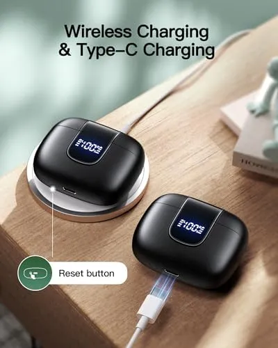 Wireless Earbuds Bluetooth 5.3 Headphones 78Hrs Playtime In-ear Earbuds with Wireless Charging Case LED Power Display Deep Bass Earphones Waterproof Headset with Built-in Mic for Android iOS phone TV - Image 2