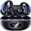 Open Ear Headphones Clip On Mini Earbuds Bluetooth 5.3 Wireless Earbuds 48 Hours Playtime IPX7 Waterproof Sports Bone Conduction Headphones Bluetooth for Workout Driving Walking with iPhone Android