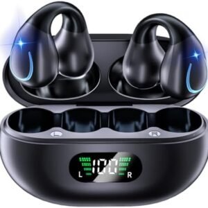 Open Ear Headphones Clip On Mini Earbuds Bluetooth 5.3 Wireless Earbuds 48 Hours Playtime IPX7 Waterproof Sports Bone Conduction Headphones Bluetooth for Workout Driving Walking with iPhone Android
