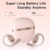TUINYO Open Ear Headphones, True Wireless Earbuds with Bluetooth V5.4，Fast Charging,35Hrs Playtime, Waterproof for Sports, Driving, Office-Rose - Image 4