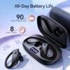 GNMN Bluetooth Headphones Wireless Earbuds Over Ear Buds 90H Playback IPX7 Waterproof Sports Earphones Deep Bass with Wireless Charging Case & Dual LED Power Display Earhooks Headset for Running Black - Image 2