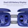 bmanl Wireless Earbuds Bluetooth Headphones 48hrs Play Back Sport Earphones with LED Display Over-Ear Buds with Earhooks Built-in Mic Headset for Workout Blue - Image 2