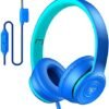 DOQAUS Kids Headphones Wired Toddler Headphones with Microphone, Foldable On Ear Headphones, 74/85/94dB Volume-Limiting, 3.5mm Jack, Safe & Comfortable for Learning & Entertainment