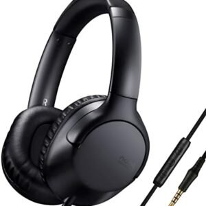 noot products A319 Over Ear Wired Headphones with Volume Control, Microphone, Adjustable Headband and 3.5mm Audiojack Headphones for School Home Work (Black)