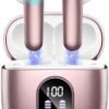 Wireless Earbud Bluetooth 5.3 Headphones 50H Playtime Stereo Bass Ear Buds, in-Ear Earphones with 4 ENC Mic LED Display Noise Cancelling Earbud, Bluetooth Earbud IP7 Waterproof Sport for Android iOS