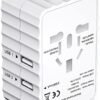Travel Adapter, Worldwide All in One Universal Travel Adaptor Wall AC Power Plug Adapter Wall Charger with Dual USB Charging Ports for USA EU UK AUS Cell Phone Laptop