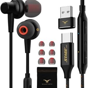 USB C Headphone, Type C Earphones with 7.1 Surround&Mute Button, HiFi Stereo Wired Earbuds with Microphone for Samsung Galaxy S24 S22 S21 Ultra S20 Z Flip 4, iPhone 15 15Pro, PC Computer Laptop Gaming