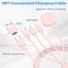 6in1 Multi Charging Cable 10FT, Magnetic Charger for Apple Watch Ultra/SE/9/8/7/6/5/4/3/2/1, Multiple Charger Cord for iPhone 15/14/13/12/11/Galaxy/Pixel, Pink USB A/C Universal Travel Charger - Image 2