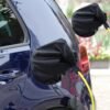 2 Pcs Car Charging Port Cover Waterproof EV Charger Cover Double Sided Black Rain Snow Sun Protection Magnetic Adsorption Universal Outdoor EV Charger Enclosure for Most Electric Cars