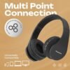 PowerLocus Wireless Bluetooth Over-Ear Stereo Foldable Headphones, Wired Headsets Rechargeable with Built-in Microphone for iPhone, Samsung, LG, iPad (Black) - Image 6