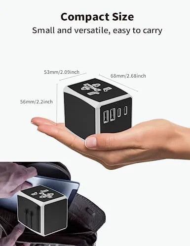 Universal Travel Adapter, International Travel Plug with 4X USB Ports,Travel Worldwide Wall Charger for US/UK/EU/AU,All in One Plug Converter for 150+ Countries (Type C/G/A/I) - Image 2